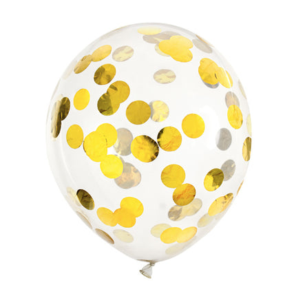 Balony z konfetti Gold Deluxe 30cm 6szt