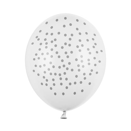 Balony białe szare kropki 30cm 6szt