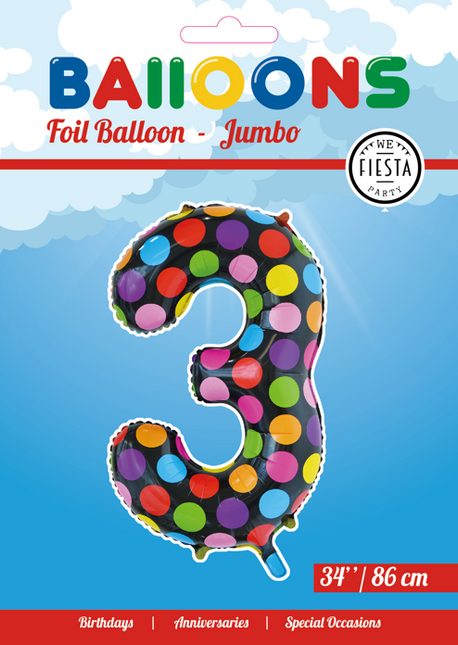 Balon foliowy 3 kropki XL 86 cm pusty