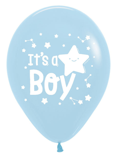 Balony It's a Boy Star Pastel Matte Blue 30cm 25szt