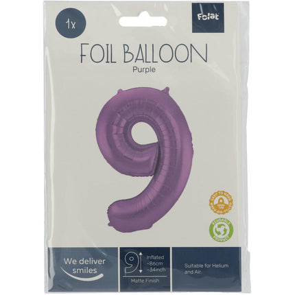 Balon foliowy Figure 9 Matt Purple XL 86cm pusty