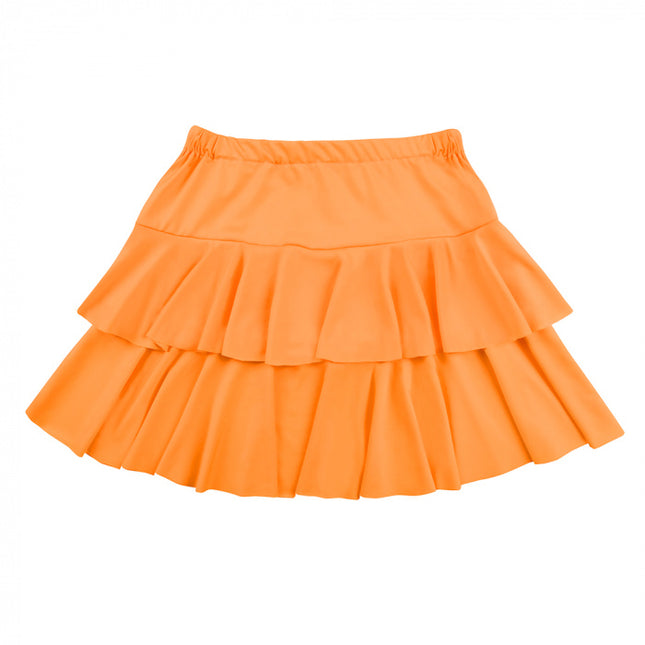 Pomarańczowa mini spódniczka z falbanami