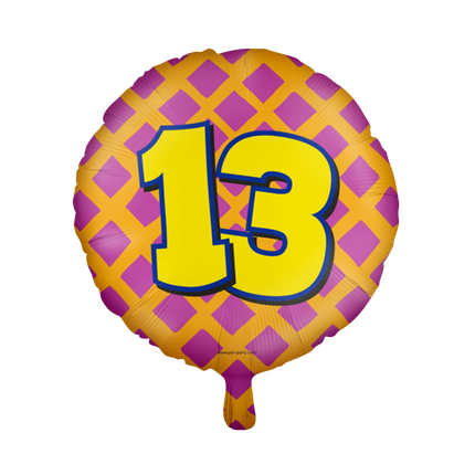 Balon helowy 13 lat kolorowy pusty 46 cm