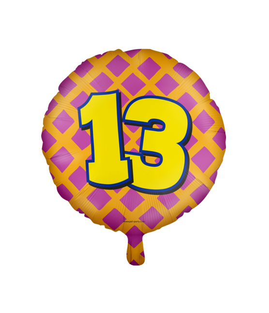 Balon helowy 13 lat kolorowy pusty 46 cm