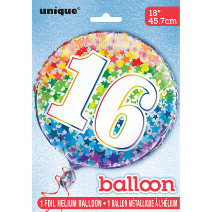 Balon helowy 16 Years Stars 45 cm pusty