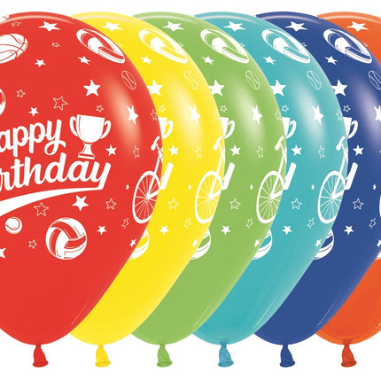 Balony Happy Birthday Sport 30cm 25szt