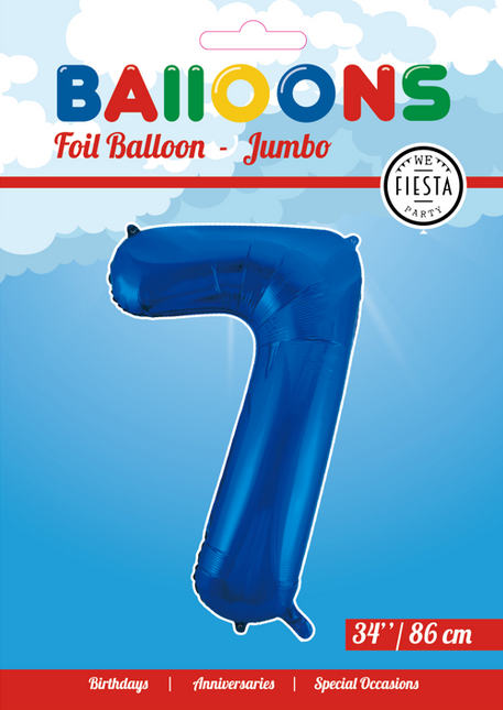 Balon foliowy Figurka 7 Niebieski XL 86cm pusty