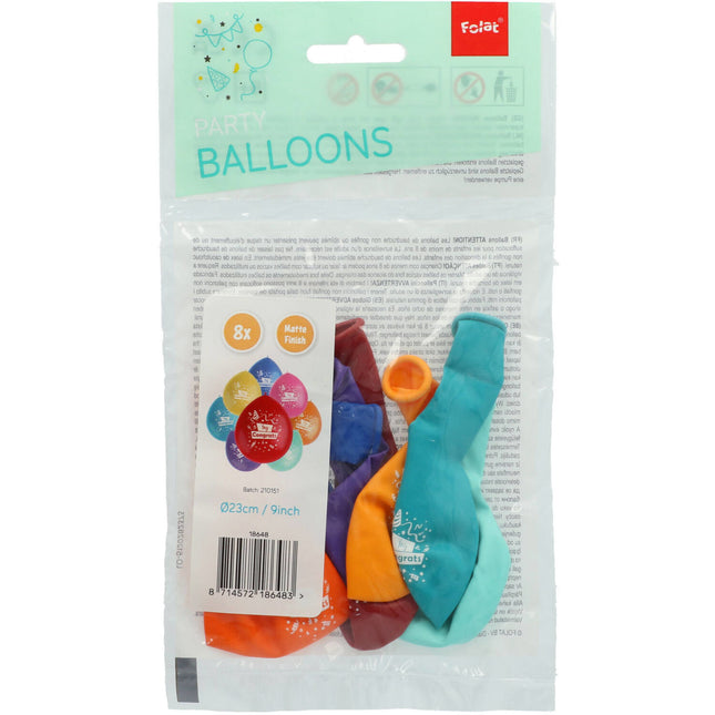 Balony Gratulacje Kolorowe 23cm 8szt