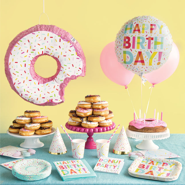 Balon helowy Happy Birthday Donut 45cm pusty