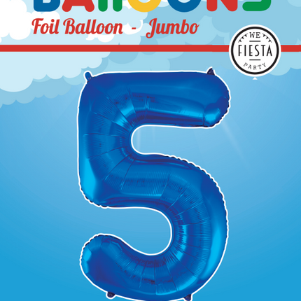 Balon foliowy Figurka 5 Niebieski XL 86cm pusty