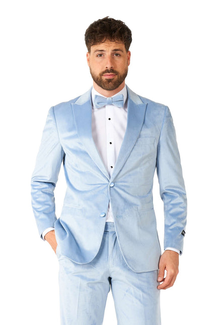 Jasnoniebieski aksamitny smoking męski OppoSuits