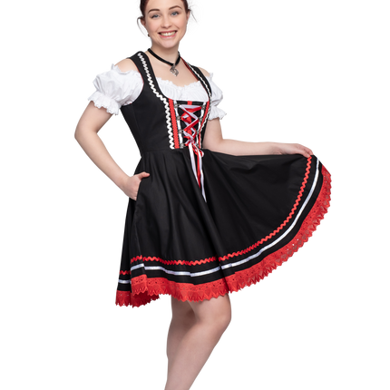 Oktoberfest Dirndl Dress Oktoberfest Black Red Ladies 2 Pieces