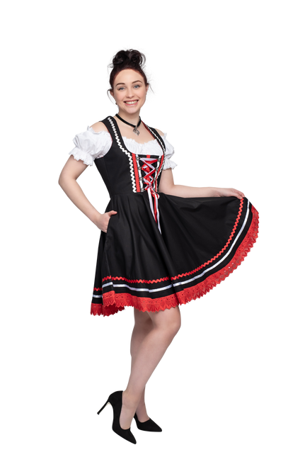 Oktoberfest Dirndl Dress Oktoberfest Black Red Ladies 2 Pieces