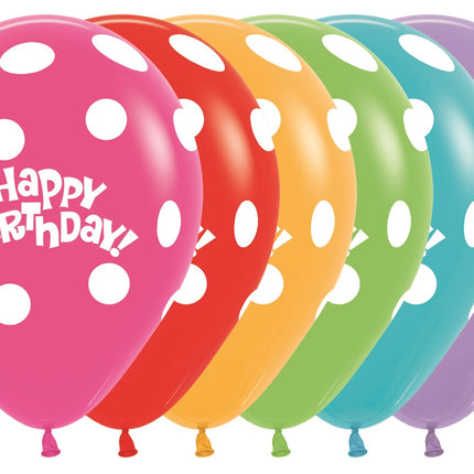 Balony Urodzinowe Kropki Mix 30cm 25szt