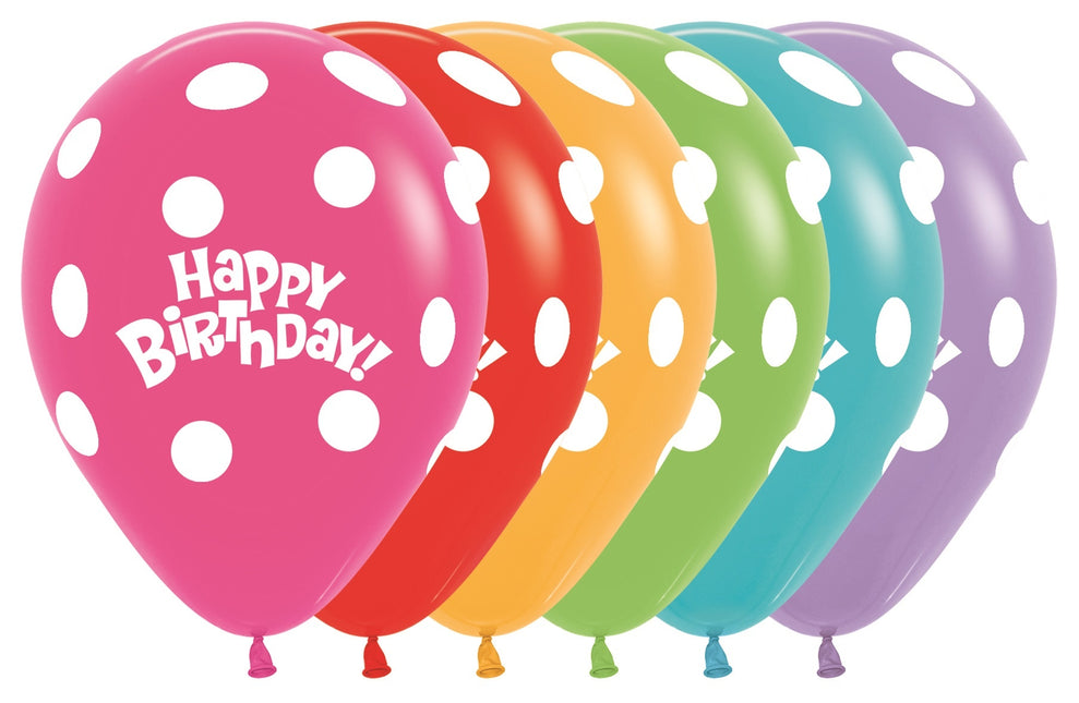 Balony Urodzinowe Kropki Mix 30cm 25szt