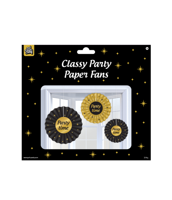 Zestaw papierowych wachlarzy Party Time 20-40 cm 3-częściowy