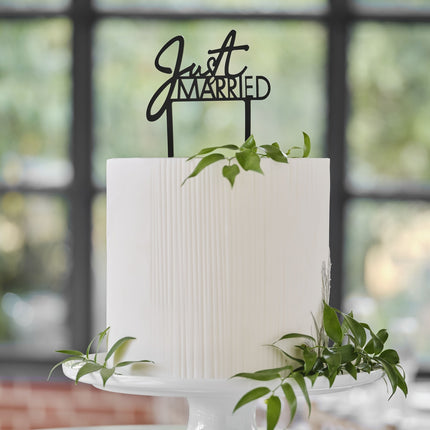 Topper na tort weselny Just Married 12cm