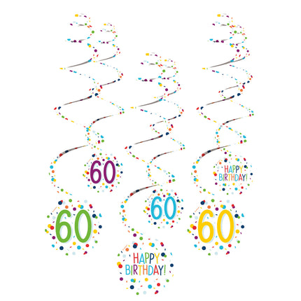 Dekoracja wisząca 60 Years Happy Birthday Confetti 61cm 6szt