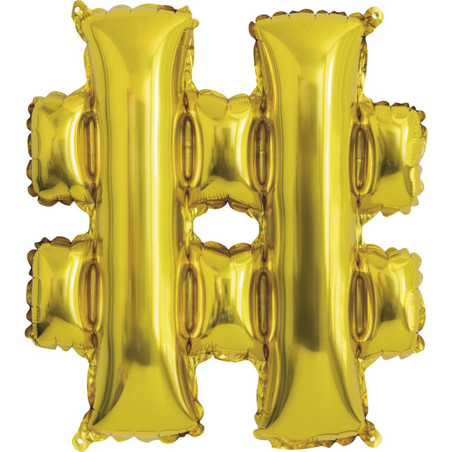 Balon foliowy Hashtag złoty pusty 15,2 cm