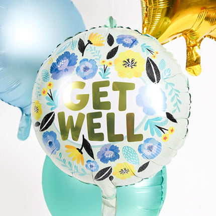 Balon helowy Get Well Flowers pusty 45 cm