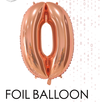 Balon foliowy figura 0 różowe złoto 66 cm