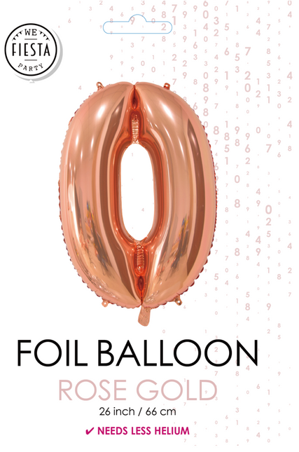 Balon foliowy figura 0 różowe złoto 66 cm