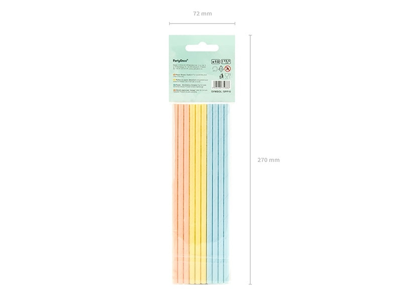 Słomki papierowe kolorowe 19,5cm 10szt