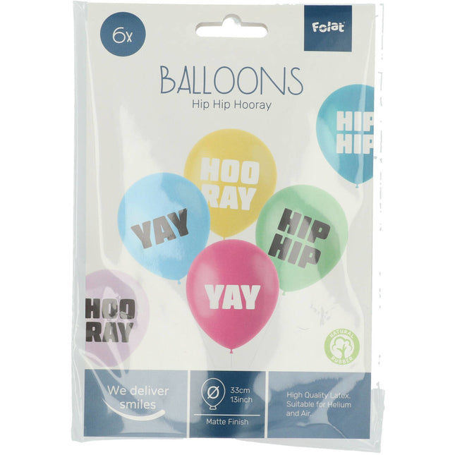 Balony Hip Hip Hurra 33cm 6szt