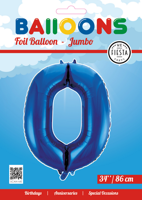 Balon foliowy Figura 0 Niebieski XL 86 cm Pusty