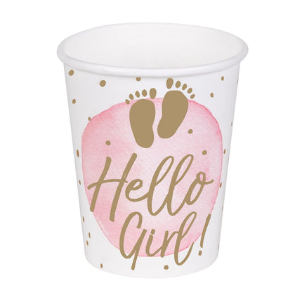 Kubki porodowe Hello Girl papierowe 210ml 10szt