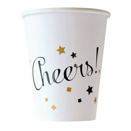 Kubki Happy New Year Cheers Cardboard 250ml 8szt