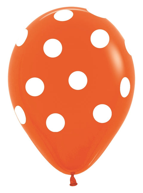 Balony Białe Kropki Mix 30cm 25szt