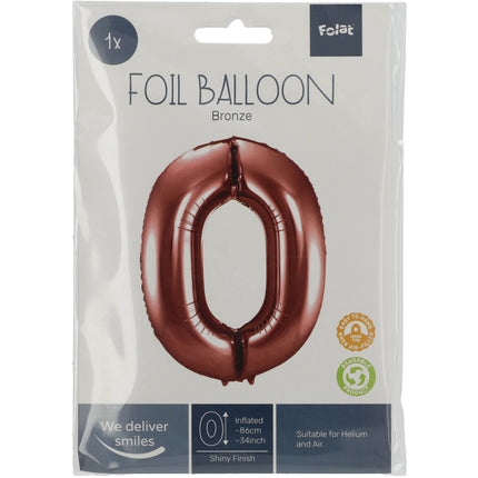 Balon foliowy Figurka 0 Brązowy XL 86 cm pusty