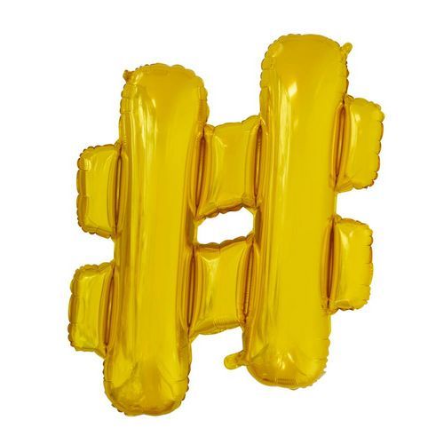 Balon foliowy Hashtag # Gold 41cm ze słomką