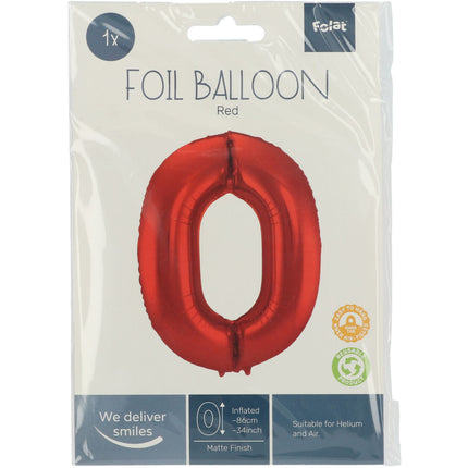 Balon foliowy Figura 0 Matt Red XL 86cm pusty