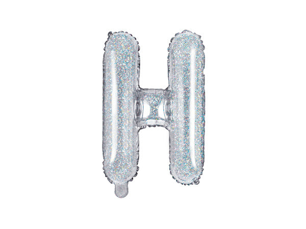 Balon foliowy litera H holograficzny pusty 35cm