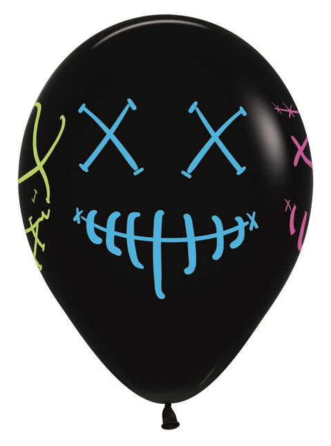 Balony Maski Neon Atrament Czarny 30cm 25szt