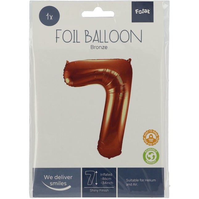 Balon foliowy Figurka 7 Brązowy XL 86cm pusty