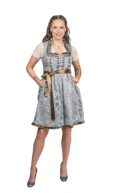 Srebrna sukienka Dirndl Oktoberfest Women 2 części