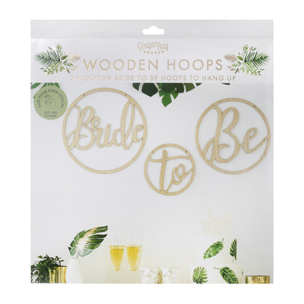 Dekoracja wisząca Bride To Be Hoops Wood 3szt.