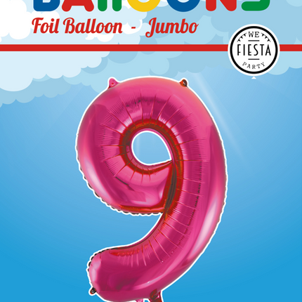 Balon foliowy Figura 9 fuksja XL 86 cm pusty