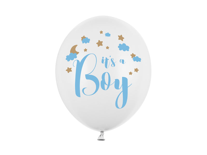 Balony białe chłopiec 30cm 6szt