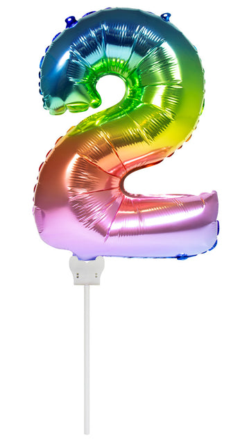 Balon foliowy Figurka 2 Rainbow 36cm z patyczkiem