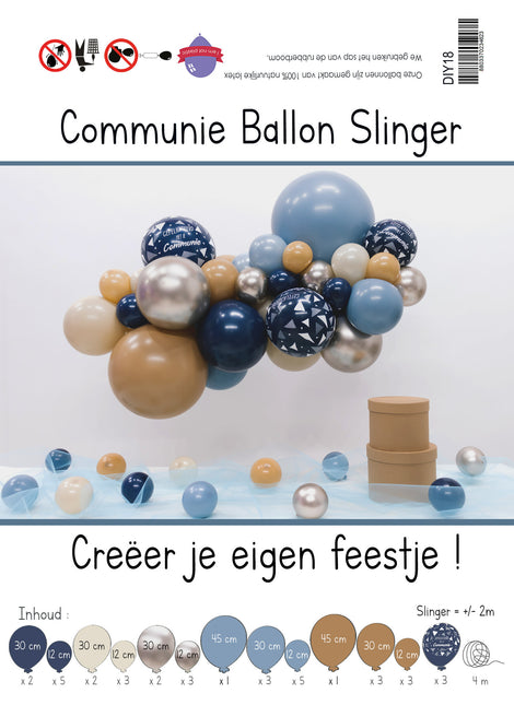 Balony Zestaw balonów DIY Organiczna Komunia Niebieski