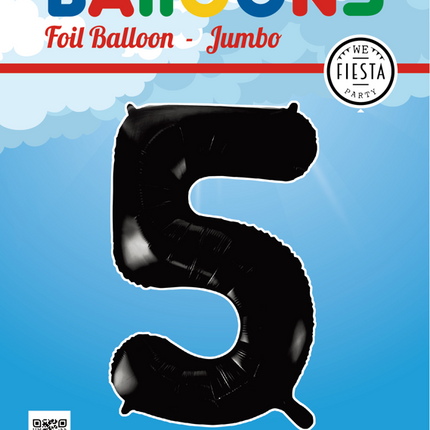 Balon foliowy Figurka 5 Czarny XL 86cm pusty