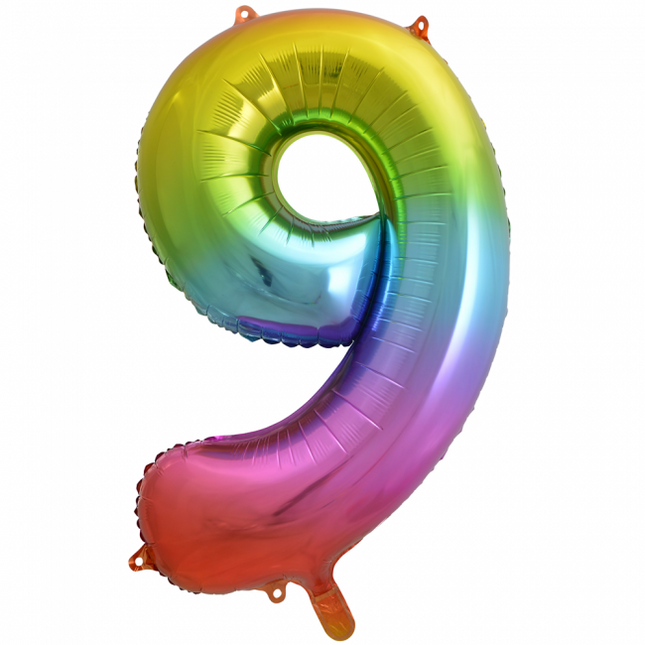 Balon foliowy Figurka 9 Rainbow XL 86cm pusty