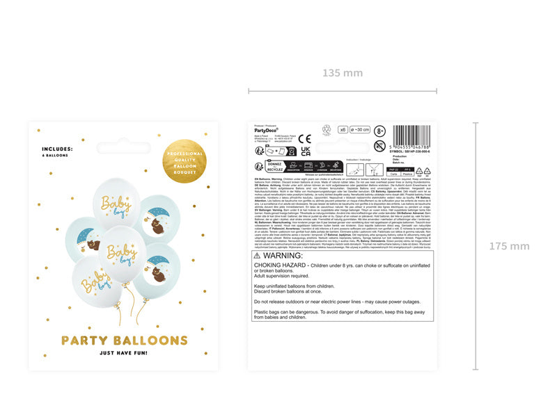 Balony niemowlęce niebieskie 30cm 6szt