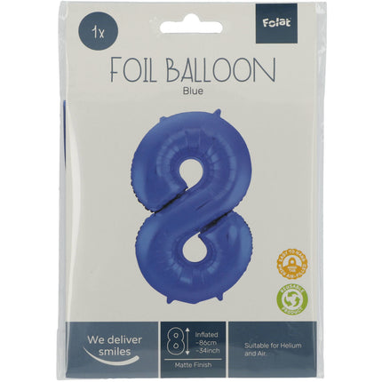 Balon foliowy Figura 8 Matt Blue XL 86 cm pusty