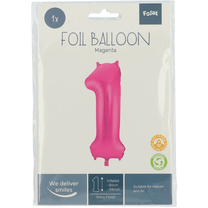 Balon foliowy Figurka 1 fuksja metalik XL 86 cm pusty