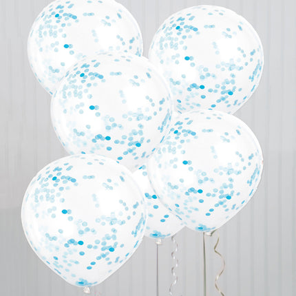 Balony z konfetti jasnoniebieskie 40 cm 6 szt.